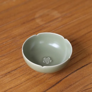 王传斌徒弟胡建勇纯手工青瓷茶杯梅花杯单个装礼盒送礼茶具品茗杯