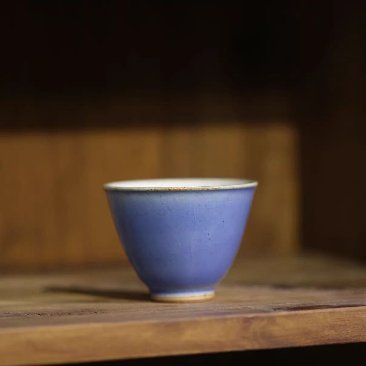 孔雀海蓝釉柴烧杯景德镇瓷器茶具品茗杯功夫茶杯哥窑开片可养金丝