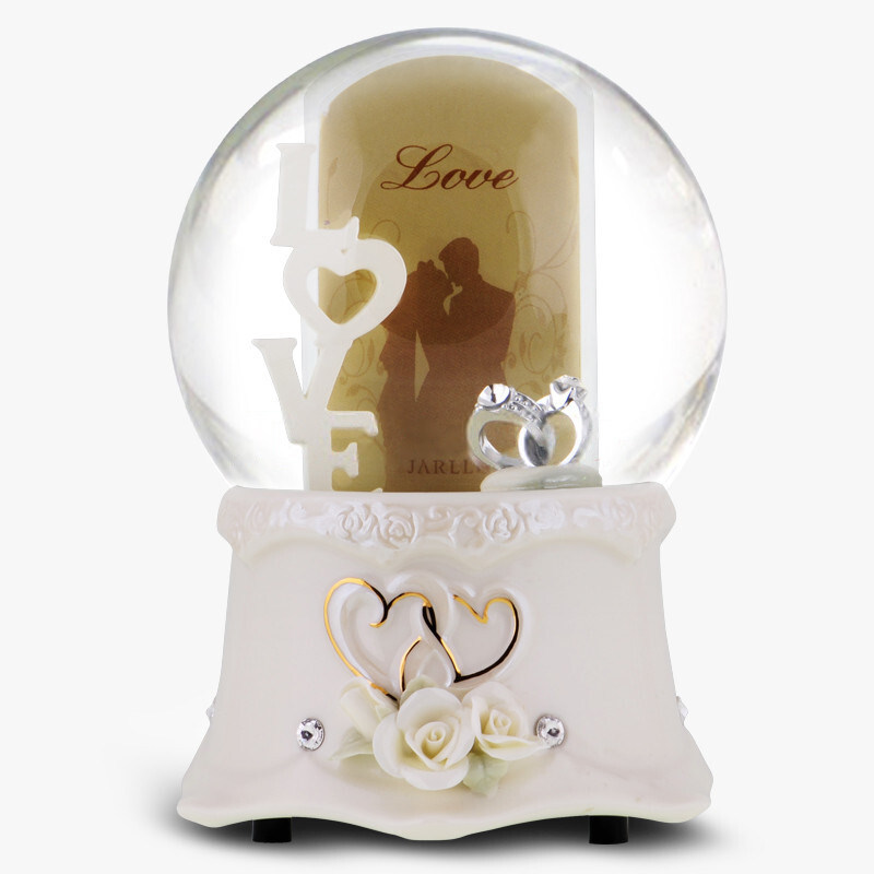 JARLL CRYSTAL BALL MUSIC BELL MUSIC BOX DOUBLE SWAN WEDDING PHOTO FRAME VALENTINES DAY WEDDING GIFT GIFT ORNAMENT