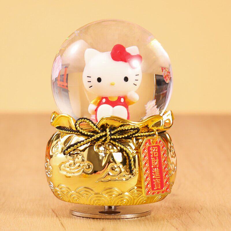 JARLL赞尔水晶球音乐盒Hellokitty祝福款八音盒玄关办公室开业礼