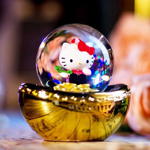 JARLL水晶球KITTY招財进宝摆件金如意送女生小朋友闺蜜送生日礼物 - 封面