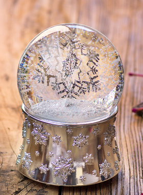 JARLL水晶球音乐盒发光立体雪花八音盒送闺蜜女生生日礼物可旋转