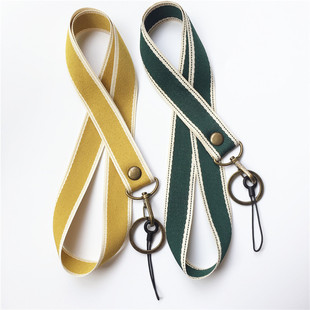 小清新文艺粗布带手机挂绳复古情怀古铜扣挂脖绳 挂带 手绳通用款