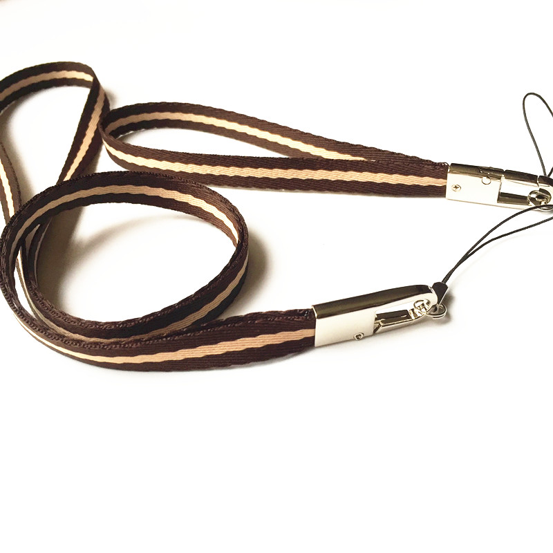 新款简约银扣细条纹工卡手机挂绳