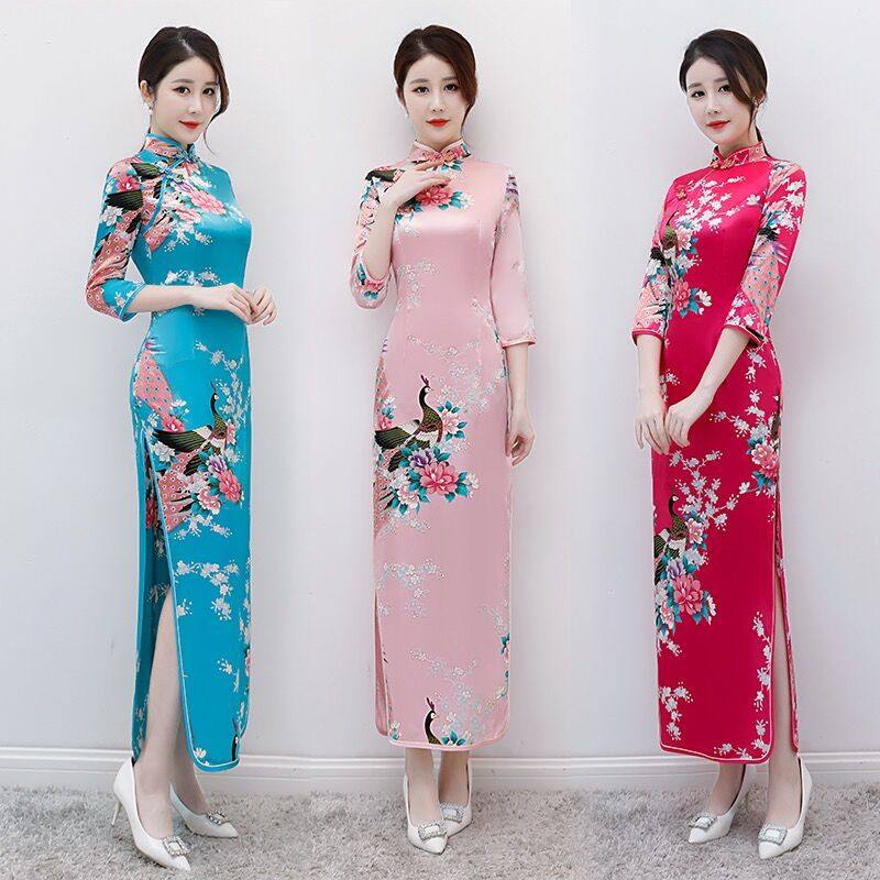 2020夏季新款日常改良旗袍女妈妈装中长款修身显瘦短袖旗袍连衣裙