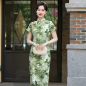 新中式 印花长裙 国风改良旗袍高端精致轻奢高级感御姐风情万种修身