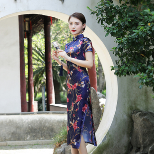 女 胖妹妹中长裙中国民族风大码 改良旗袍连衣裙2020夏季 新款