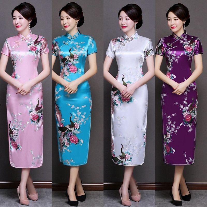 走秀短袖复古风演出服大码旗袍