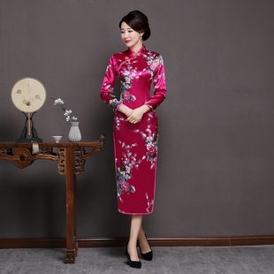 夜上海滩复古改良舞蹈旗袍长款高开叉长裙子舞台演出服旗袍