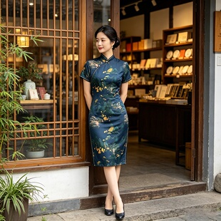 中款妈妈旗袍2026高端大气参加婚礼显瘦修身连衣裙