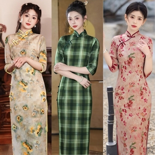 2025年轻款 新款 气质高端复古民国素雅连衣裙 改良旗袍女夏季 新中式