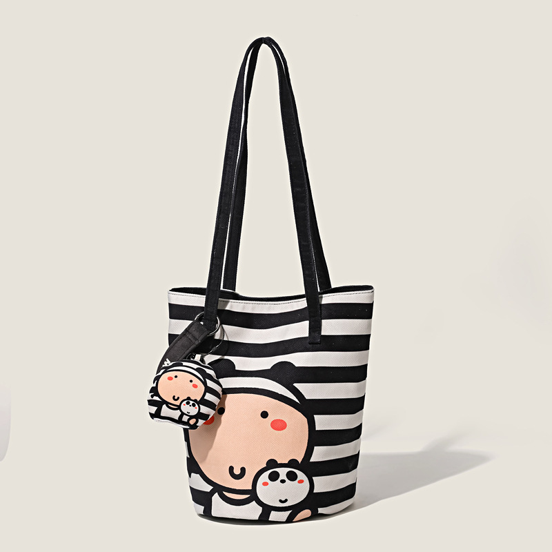 小众款原创插画包包时尚水桶包便携网红单肩包可爱斜挎包肩带