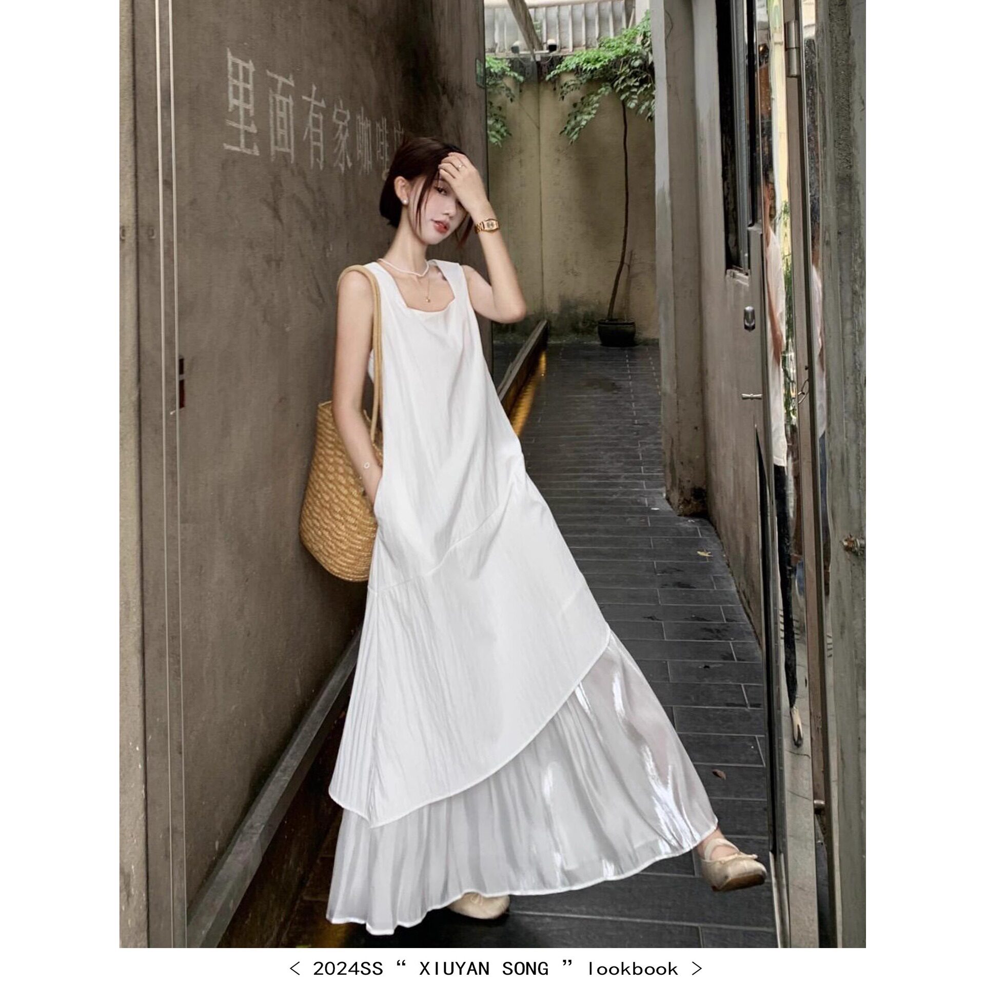不规则背带连衣裙女装2025夏季新款法式绝美海边度假风吊带长裙子