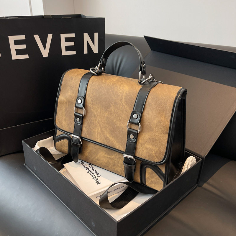 美式复古做旧风双肩包英伦学院风背包多功能旅游包休闲百搭斜挎包