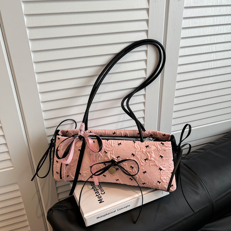 小众腋下包包女2025新款潮时尚蝴蝶结泡泡纱手提包可爱手提包