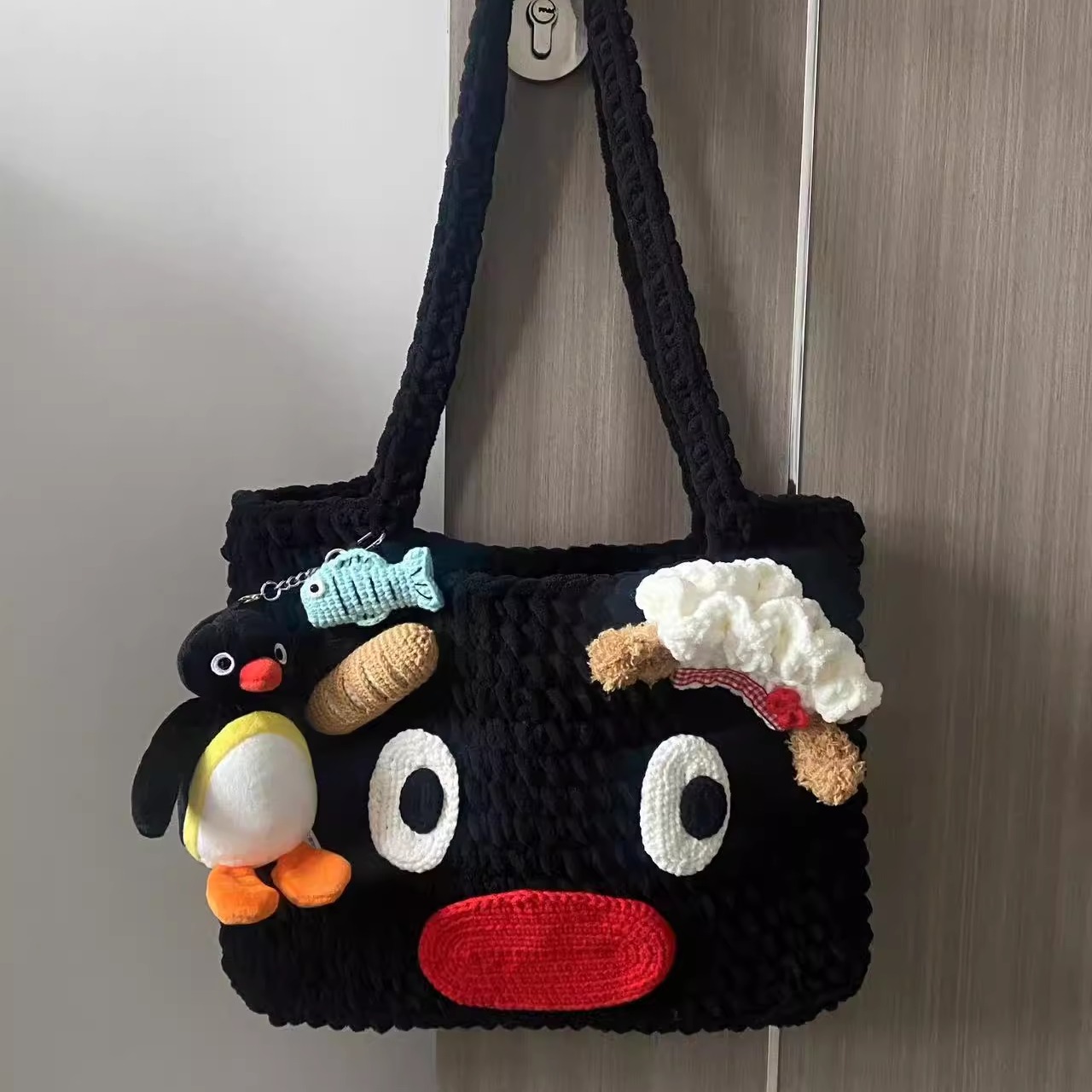 手工毛线编织pingu厨师包包斜挎包手工材料包打发时间送闺蜜礼物