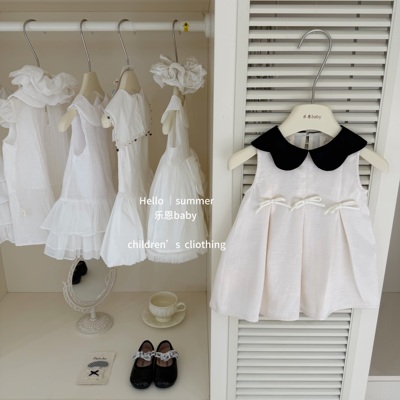 【乐恩baby】轻奢小香风！2026女童娃娃领小香包洋气背心礼服裙夏