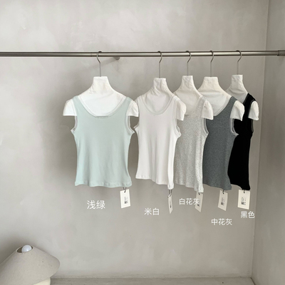 FROM ANNA/TABLE BLUE-ROMANNATABEBUE蕾丝花边拼接百搭背心H003-