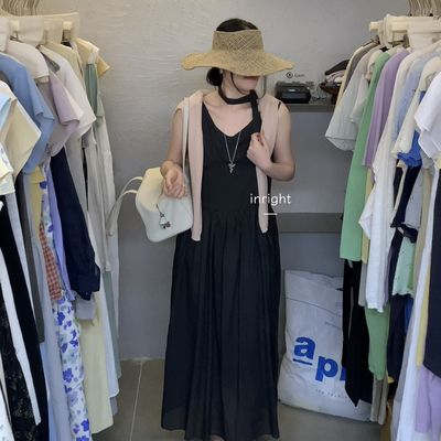 Inright -26夏上新赫本风显瘦修身连衣裙(配飘带)8698