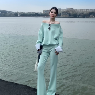 锁骨小众设计两件套T630 一字肩上衣高级感套装 XIAOQIN 梅雨初霁