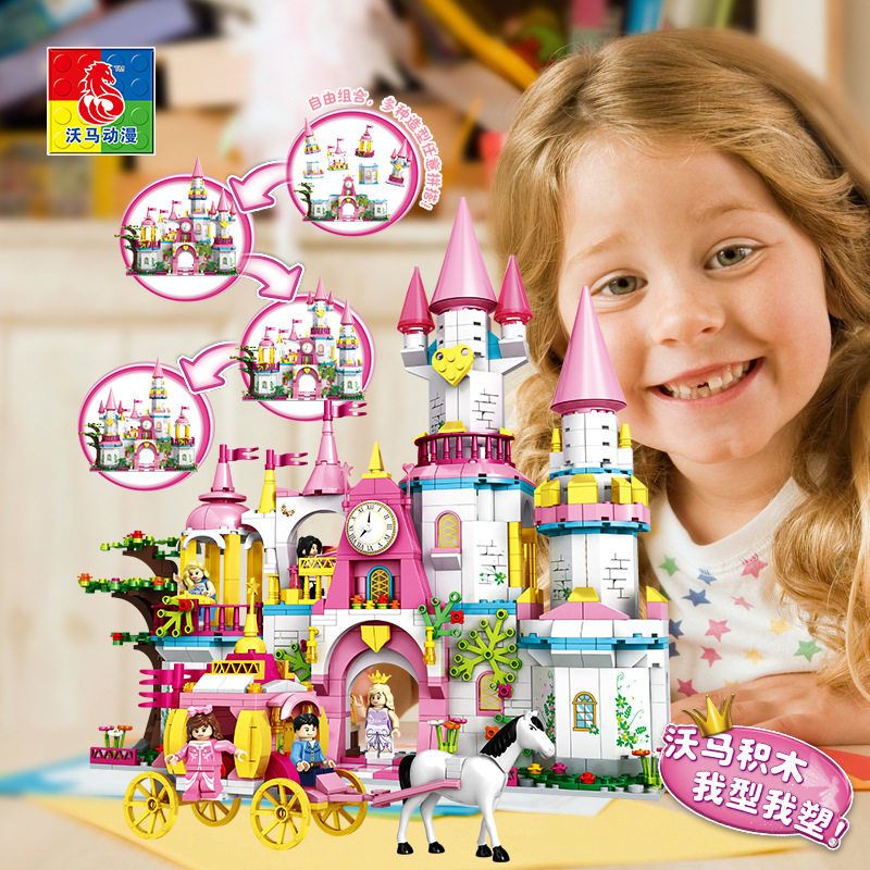 沃马女孩拼装积木公主号梦幻游艇小颗粒情人节模型玩具圣诞节礼物