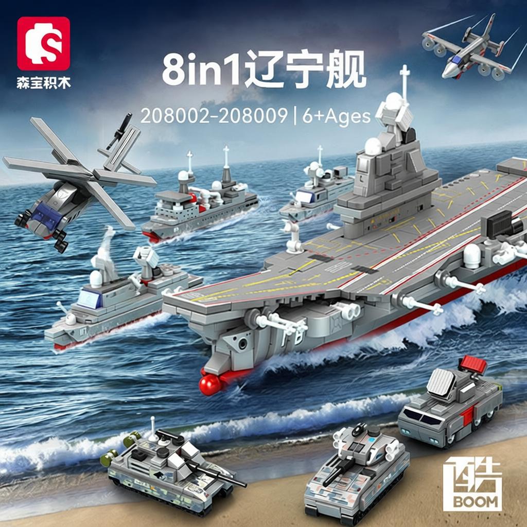 森宝军事8合1辽宁舰航空母舰组装