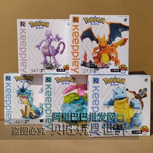 启蒙积木宝可梦B0108喷火龙水箭龟模型拼装 皮卡丘超梦男儿童礼物