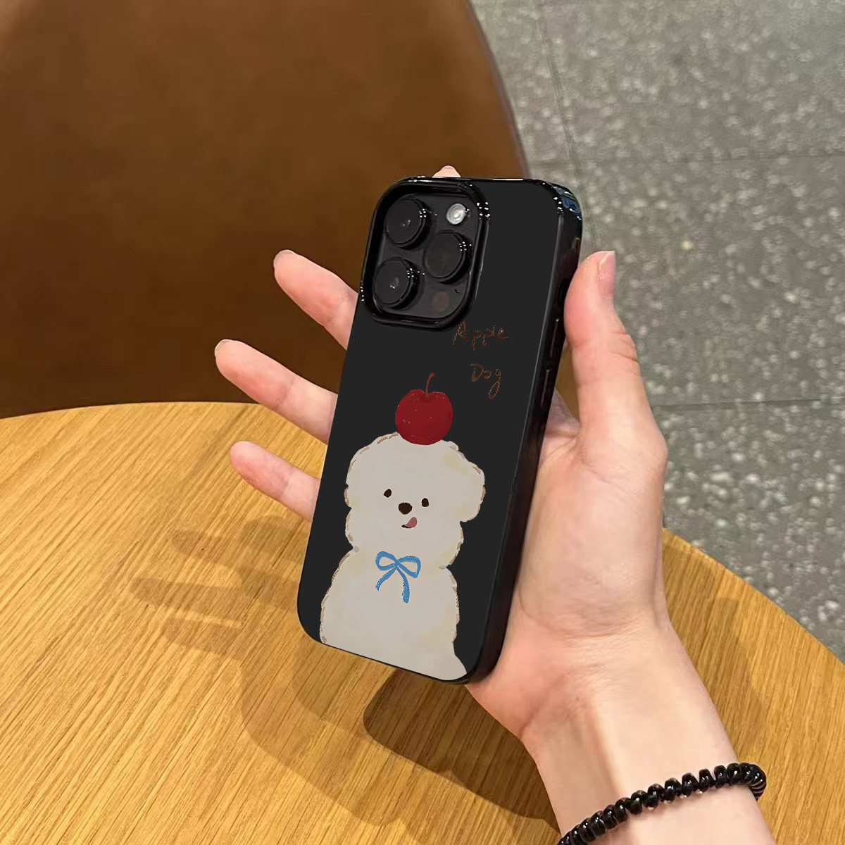 ins可爱卡通蝴蝶结小狗手机壳适用苹果17promax新款iPhone15亮黑色14pro磨砂13小众12女款11防摔16全包软壳