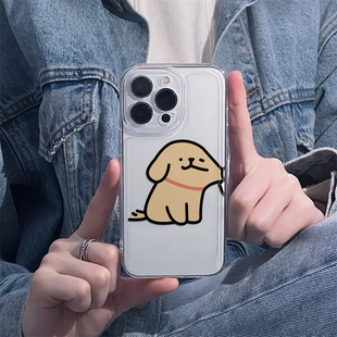 isn可爱卡通情侣狗狗适用苹果17promax不会撞壳手机壳iPhone14新款13透明17pro软硅胶16全包15防摔保护壳男女