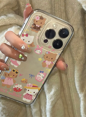 韩系ins风可爱卡通hellokitty手机壳适用苹果17promax新款iphone16pro透明14硅胶13女15凯蒂猫12全包防摔软壳