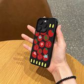韩系ins风小众西红柿手机壳适用苹果17promax新款 iphone15亮黑色13磨砂12超薄14全包11女款 16pro全包防摔软壳