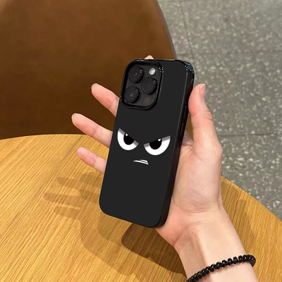 日韩ins恶搞眼睛表情适用17promax不会撞壳手机壳新款iphone17pro亮黑色14磨砂13情侣12小众15防摔16硅胶软壳
