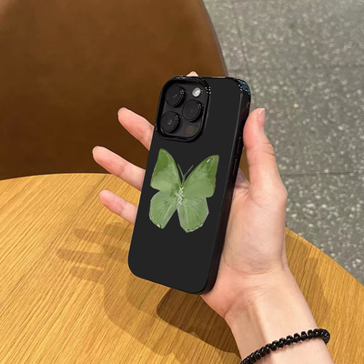 iPhone韩系ins风小众绿蝴蝶手机
