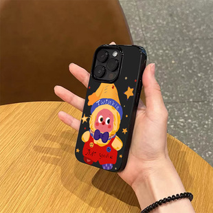 ins日韩卡通可爱红鼻星星人手机壳适用苹果17promax新款iPhone16亮黑色15pro硅胶14磨砂薄款13女12全包11软壳