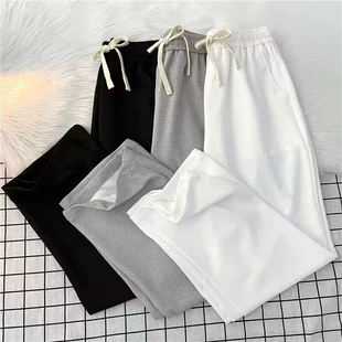 运动卫裤 男宽松直筒春季 子 华夫格休闲裤 潮流显瘦百搭阔腿垂感长裤