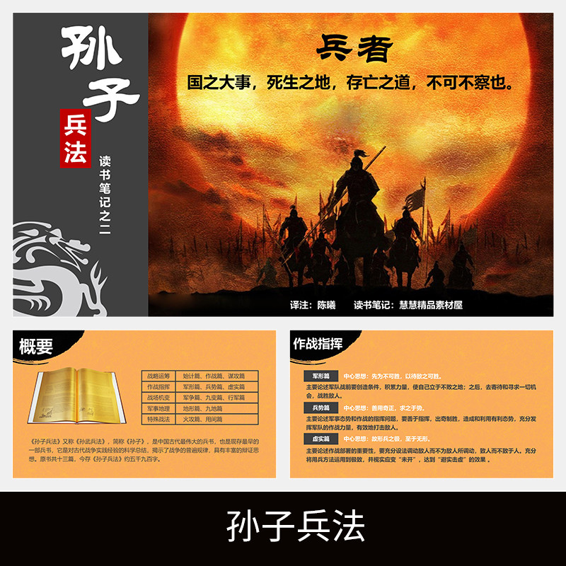 c128孙子兵法孙武读书分享名著导读读后感心得解读体会介绍ppt