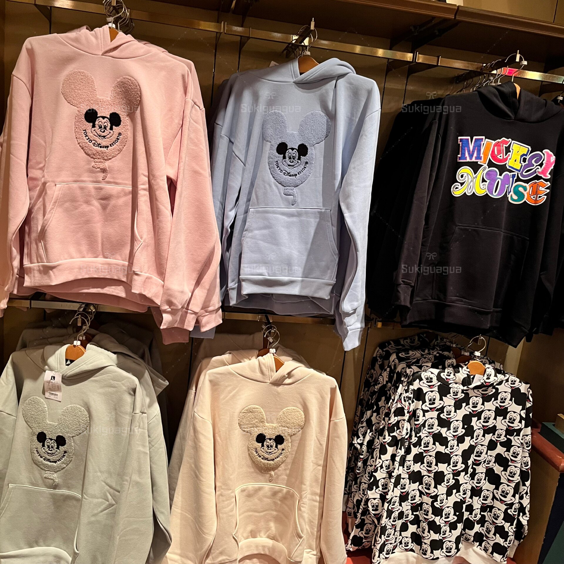 日本 Disney迪士尼 新款米奇头气球连帽卫衣 粉色蓝色 卡通 情侣