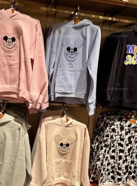 日本 Disney迪士尼 新款米奇头气球连帽卫衣 粉色蓝色 卡通 情侣