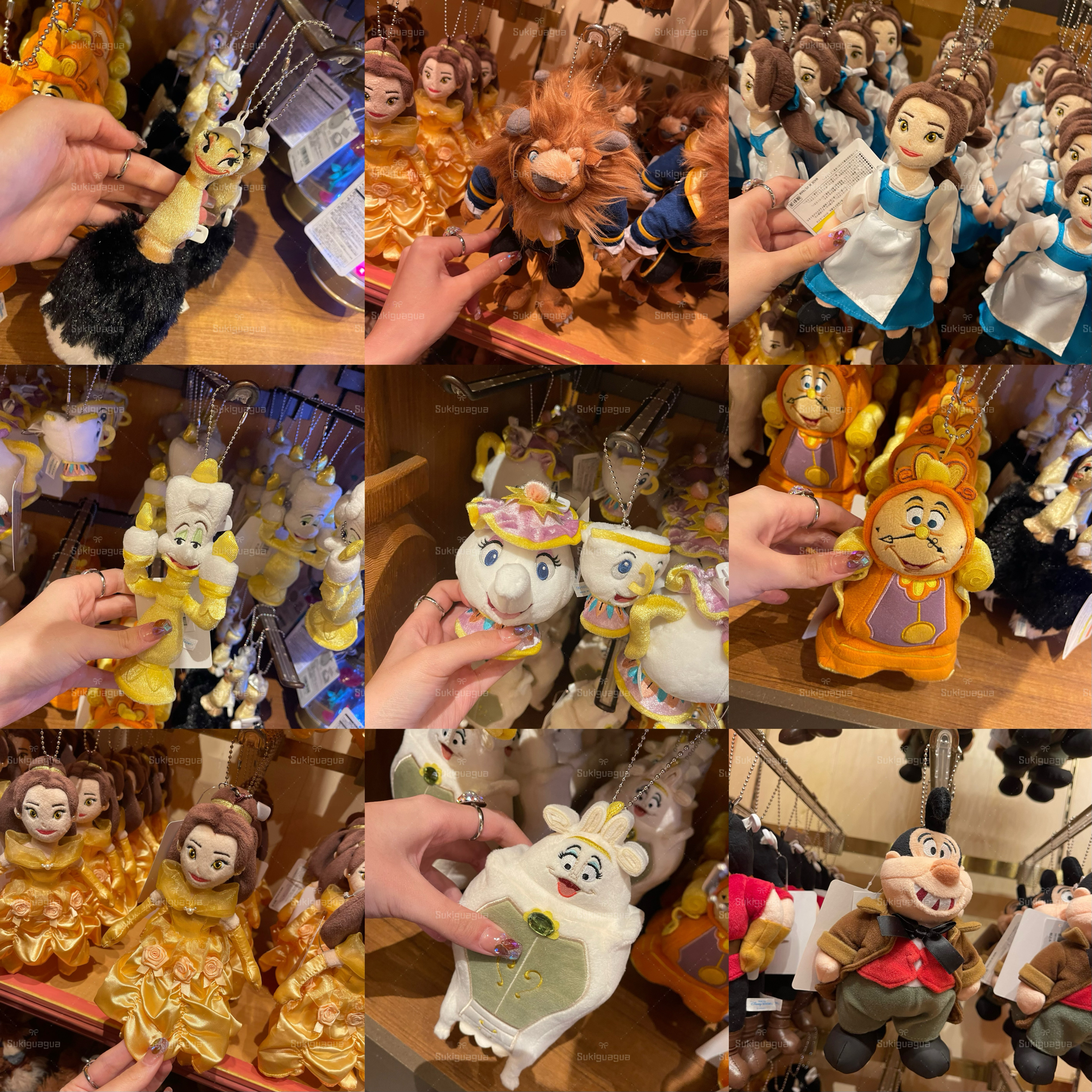 日本 Disney迪士尼美女与野兽贝儿来福挂件钥匙扣公仔野兽暖手袋