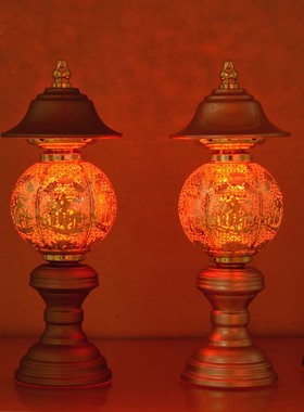 七彩蜡烛台财神关公长明灯