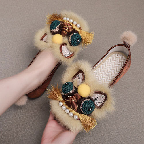 平底手工成人虎头鞋民族风汉服鞋