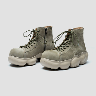 短脸靴子 全真皮运动风男靴2026新款 视觉自由系 6cm增高马丁靴男款