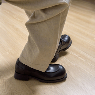 休闲大头皮鞋 cleanfit极简穿搭 2026新款 男款 小牛皮一脚蹬德比鞋