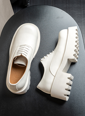 高跟鞋先生sir2026原创大头未来德比鞋男里外全真皮休闲白色皮鞋