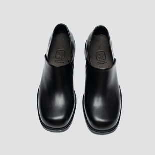 中跟方头乐福鞋 极简4cm增高休闲皮鞋 男鞋 柔软小牛皮一脚蹬僧侣鞋