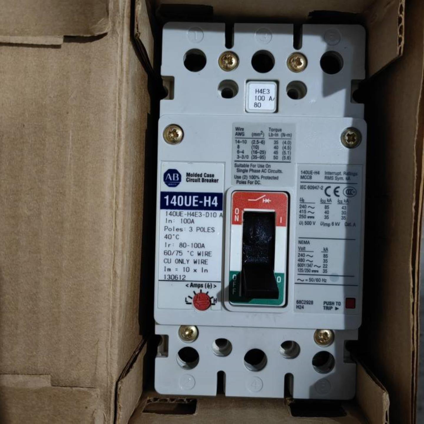 配件美国AB断路器 140UE-H4 140UE-H4E3-D10 3P 100A议价