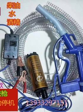 新款自动关枪停机12v24伏小型电动抽油泵套装自吸抽柴油泵加油枪