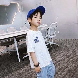 男童韩版短袖T恤2026新款夏季中大童男孩痞帅纯棉上衣儿童薄款潮t