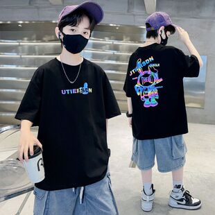 男童短袖T恤夏季薄款2026新款中大童夏装纯棉儿童痞帅风上衣潮牌t