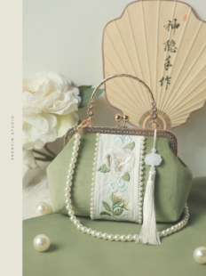 神隐原创国风牡丹刺绣汉服包包复古旗袍手提包古风百搭口金包